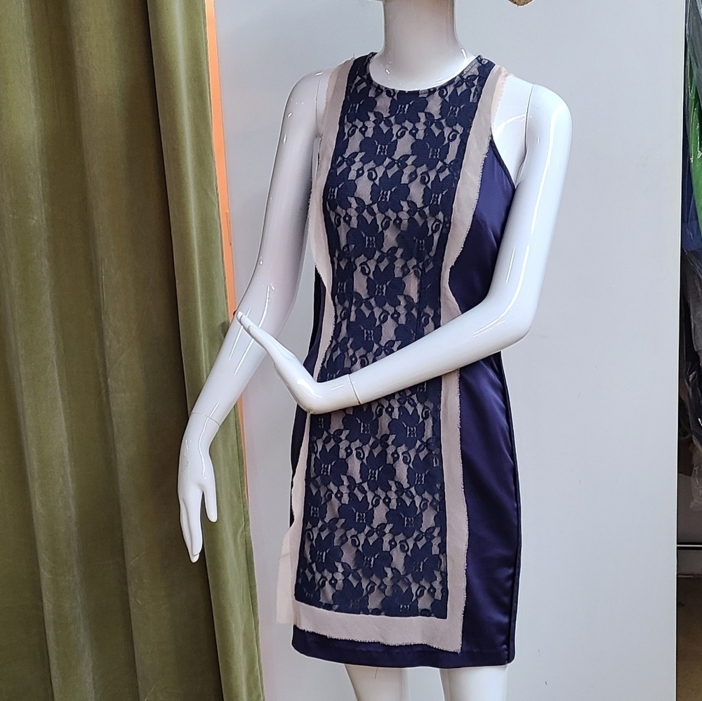 Twelve X Twelve Blue Lace Nude Accent  "Boujour" Dress